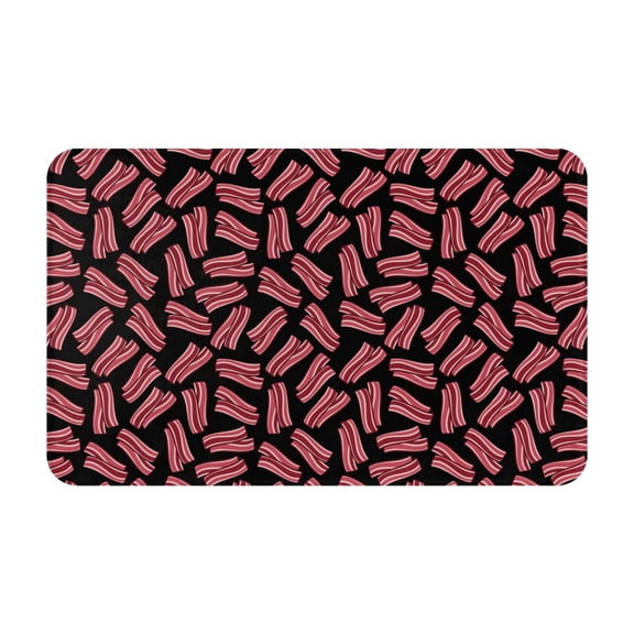 Bathroom Rugs Non Slip Washable - Bacon Print Black Kitchen Mats for Floor, Area Rugs for Entryway Rugs Indoor, Laundry Bathroom Room Door Rug with Rubber Backing 20x31.5in