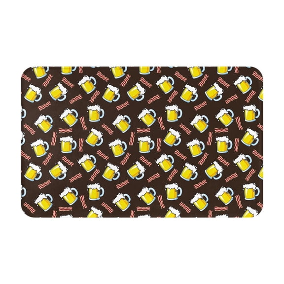 Bathroom Rugs Non Slip Washable - Beer Bacon Print Kitchen Mats for Floor, Area Rugs for Entryway Rugs Indoor, Laundry Bathroom Room Door Rug with Rubber Backing 20x31.5in