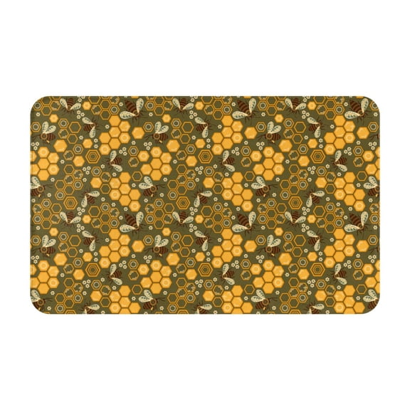 Bathroom Rugs Non Slip Washable - Bees and Honeycombs Kitchen Mats for Floor, Area Rugs for Entryway Rugs Indoor, Laundry Bathroom Room Door Rug with Rubber Backing 20x31.5in