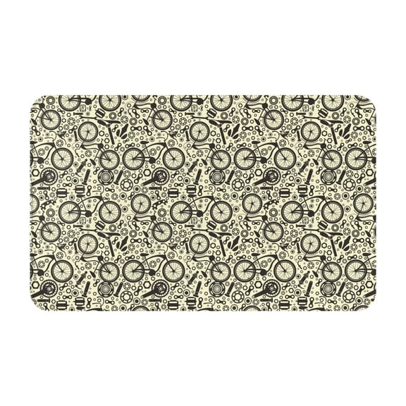 Bathroom Rugs Non Slip Washable - Bike Pattern Fancy Kitchen Mats for Floor, Area Rugs for Entryway Rugs Indoor, Laundry Bathroom Room Door Rug with Rubber Backing 20x31.5in