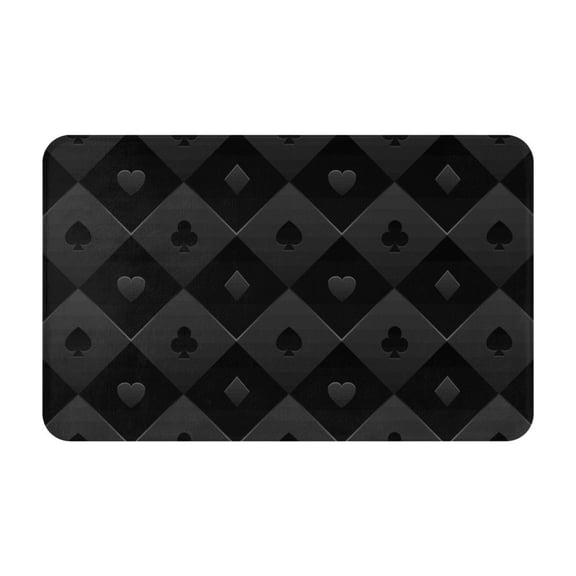Bathroom Rugs Non Slip Washable - Black Poker Kitchen Mats for Floor, Area Rugs for Entryway Rugs Indoor, Laundry Bathroom Room Door Rug with Rubber Backing 20x31.5in