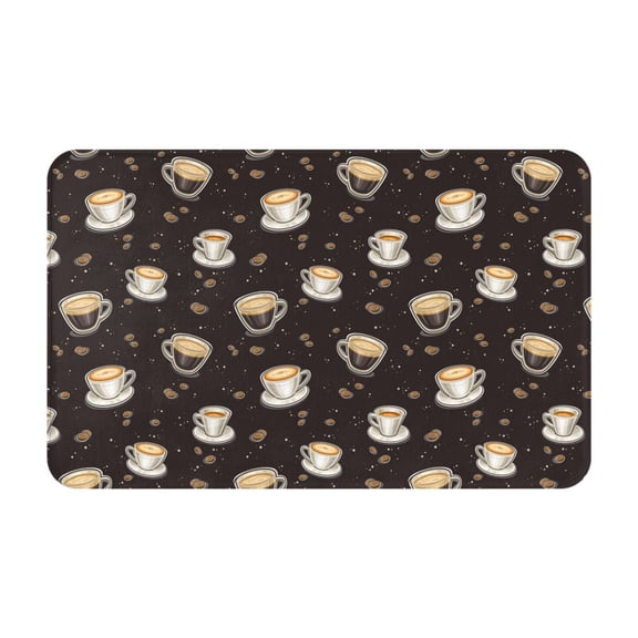 Bathroom Rugs Non Slip Washable - Black White Mug Coffee Print Kitchen Mats for Floor, Area Rugs for Entryway Rugs Indoor, Laundry Bathroom Room Door Rug with Rubber Backing 20x31.5in