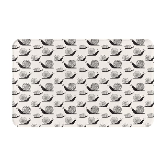 Bathroom Rugs Non Slip Washable - Black White Snail Print Kitchen Mats for Floor, Area Rugs for Entryway Rugs Indoor, Laundry Bathroom Room Door Rug with Rubber Backing 20x31.5in
