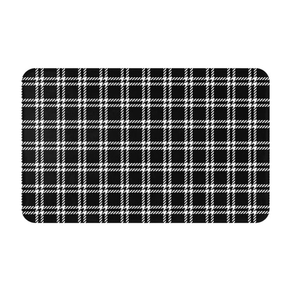 Bathroom Rugs Non Slip Washable - Black white Checkered Plaid Kitchen Mats for Floor, Area Rugs for Entryway Rugs Indoor, Laundry Bathroom Room Door Rug with Rubber Backing 20x31.5in