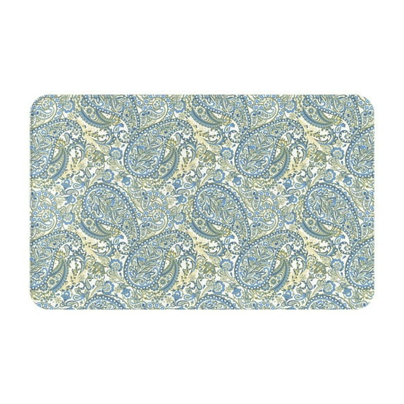 Bathroom Rugs Non Slip Washable - Blue Green Paisley Kitchen Mats for Floor, Area Rugs for Entryway Rugs Indoor, Laundry Bathroom Room Door Rug with Rubber Backing 20x31.5in