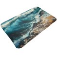Bathroom Rugs Non Slip Washable Blue Ocean Waves Water Absorbing Bath
