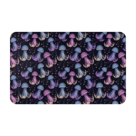 Bathroom Rugs Non Slip Washable - Blue Purple Jellyfish Print Kitchen Mats for Floor, Area Rugs for Entryway Rugs Indoor, Laundry Bathroom Room Door Rug with Rubber Backing 20x31.5in
