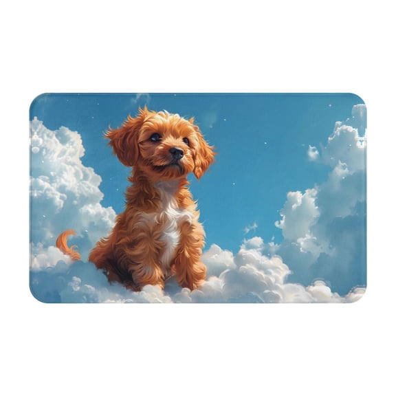 Bathroom Rugs Non Slip Washable - Blue Sky Cloud Puppy Kitchen Mats for Floor, Area Rugs for Entryway Rugs Indoor, Laundry Bathroom Room Door Rug with Rubber Backing 20x31.5in