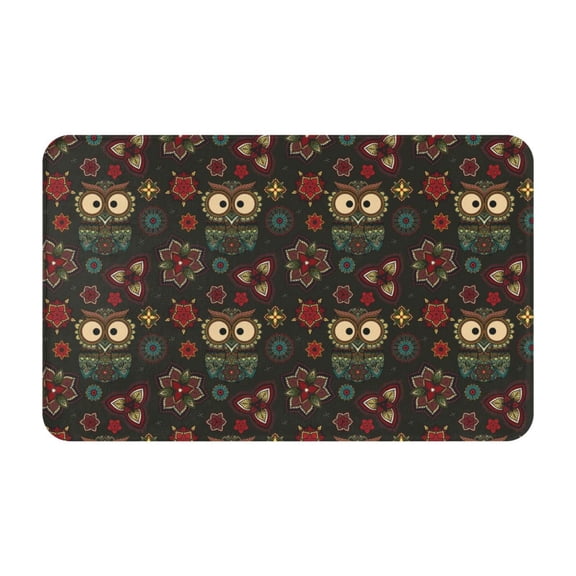 Bathroom Rugs Non Slip Washable - Boho Owl Kitchen Mats for Floor, Area Rugs for Entryway Rugs Indoor, Laundry Bathroom Room Door Rug with Rubber Backing 20x31.5in