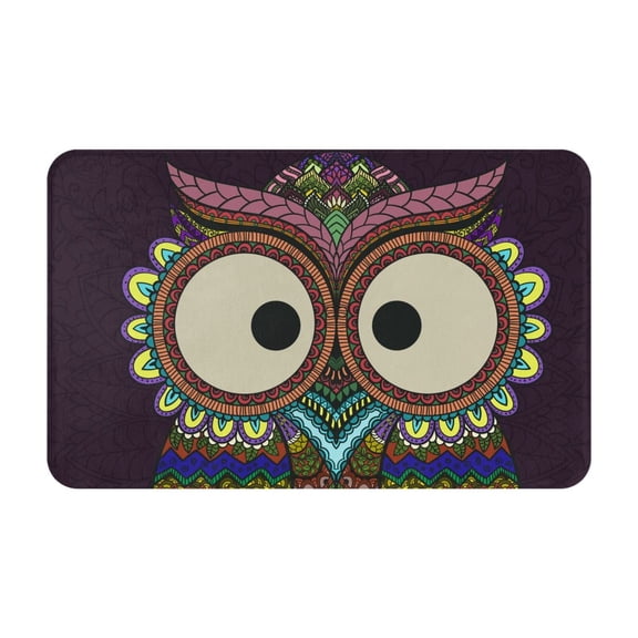 Bathroom Rugs Non Slip Washable - Boho Owl Kitchen Mats for Floor, Area Rugs for Entryway Rugs Indoor, Laundry Bathroom Room Door Rug with Rubber Backing 20x31.5in