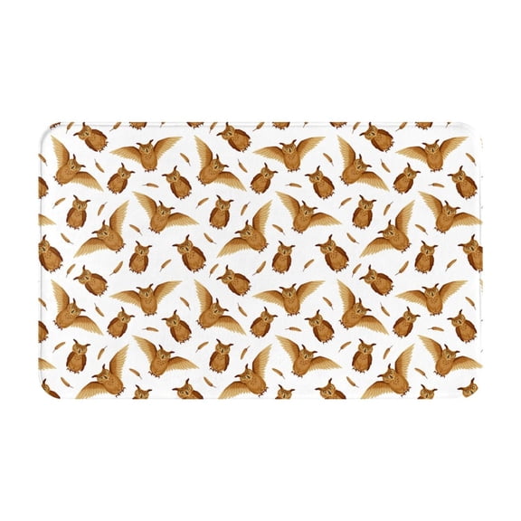 Bathroom Rugs Non Slip Washable - Brown White Owl Kitchen Mats for Floor, Area Rugs for Entryway Rugs Indoor, Laundry Bathroom Room Door Rug with Rubber Backing 20x31.5in
