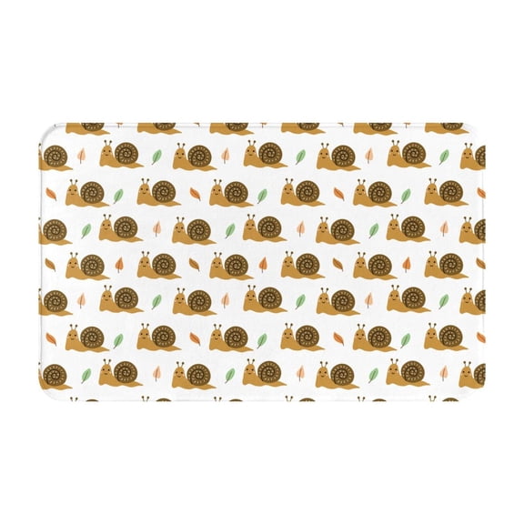 Bathroom Rugs Non Slip Washable - Brown White Snail Print Kitchen Mats for Floor, Area Rugs for Entryway Rugs Indoor, Laundry Bathroom Room Door Rug with Rubber Backing 20x31.5in