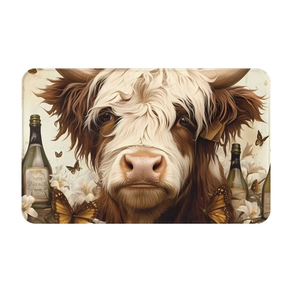 Bathroom Rugs Non Slip Washable - Butterfly Cow Barrel Kitchen Mats for Floor, Area Rugs for Entryway Rugs Indoor, Laundry Bathroom Room Door Rug with Rubber Backing 20x31.5in