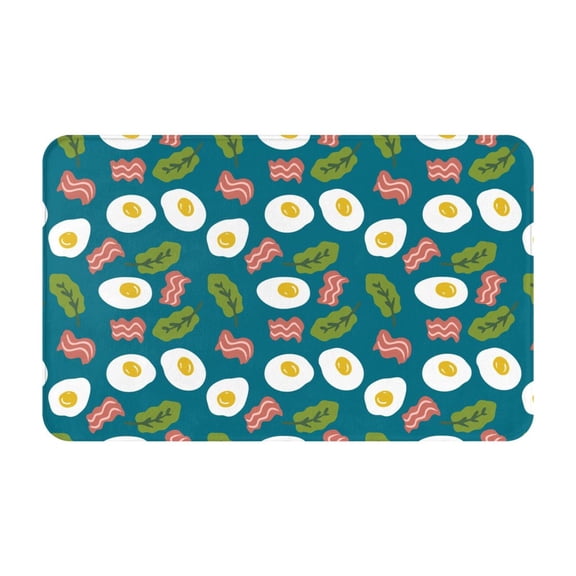 Bathroom Rugs Non Slip Washable - Cartoon Bacon Omelette Print Kitchen Mats for Floor, Area Rugs for Entryway Rugs Indoor, Laundry Bathroom Room Door Rug with Rubber Backing 20x31.5in