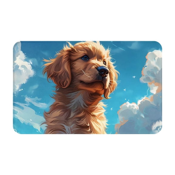 Bathroom Rugs Non Slip Washable - Cartoon Cloud Puppy Kitchen Mats for Floor, Area Rugs for Entryway Rugs Indoor, Laundry Bathroom Room Door Rug with Rubber Backing 20x31.5in