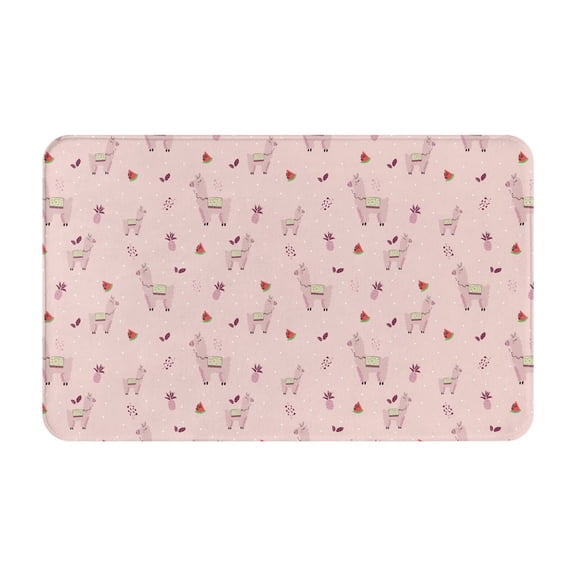 Bathroom Rugs Non Slip Washable - Cartoon Cute Alpaca Watermelon Kitchen Mats for Floor, Area Rugs for Entryway Rugs Indoor, Laundry Bathroom Room Door Rug with Rubber Backing 20x31.5in