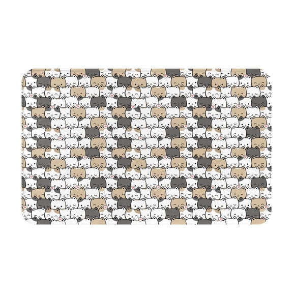 Bathroom Rugs Non Slip Washable - Cartoon Cute Cat Face Kitchen Mats for Floor, Area Rugs for Entryway Rugs Indoor, Laundry Bathroom Room Door Rug with Rubber Backing 20x31.5in