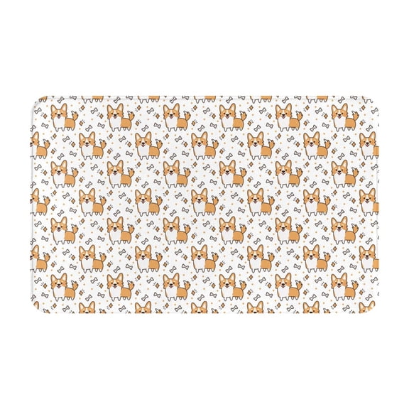 Bathroom Rugs Non Slip Washable - Cartoon Cute Corgi Funny Bones Kitchen Mats for Floor, Area Rugs for Entryway Rugs Indoor, Laundry Bathroom Room Door Rug with Rubber Backing 20x31.5in