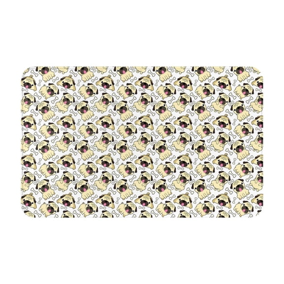 Bathroom Rugs Non Slip Washable - Cartoon Cute French Bulldog Kitchen Mats for Floor, Area Rugs for Entryway Rugs Indoor, Laundry Bathroom Room Door Rug with Rubber Backing 20x31.5in