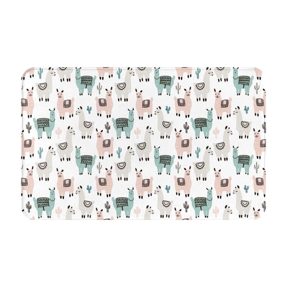 Bathroom Rugs Non Slip Washable - Cartoon Cute Funny Alpaca Cactus Kitchen Mats for Floor, Area Rugs for Entryway Rugs Indoor, Laundry Bathroom Room Door Rug with Rubber Backing 20x31.5in