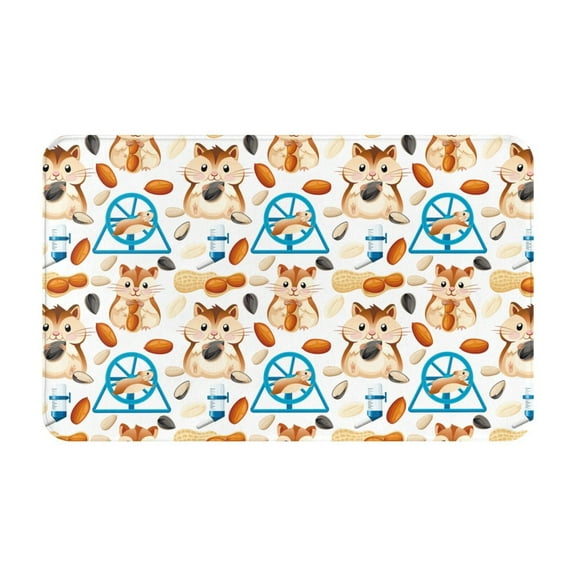Bathroom Rugs Non Slip Washable - Cartoon Cute Hamster Nut Peanut Kitchen Mats for Floor, Area Rugs for Entryway Rugs Indoor, Laundry Bathroom Room Door Rug with Rubber Backing 20x31.5in