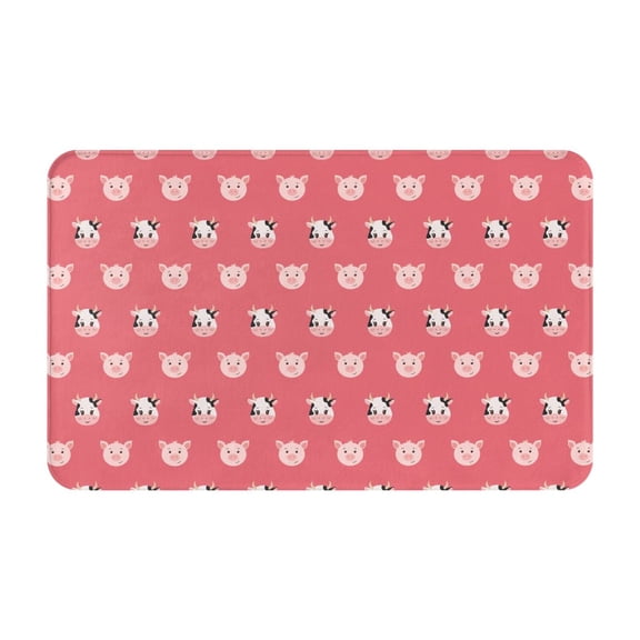 Bathroom Rugs Non Slip Washable - Cartoon Cute Pig Head Cow Head Kitchen Mats for Floor, Area Rugs for Entryway Rugs Indoor, Laundry Bathroom Room Door Rug with Rubber Backing 20x31.5in