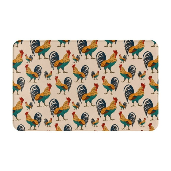 Bathroom Rugs Non Slip Washable - Cartoon Cute Rooster Chicken Kitchen Mats for Floor, Area Rugs for Entryway Rugs Indoor, Laundry Bathroom Room Door Rug with Rubber Backing 20x31.5in