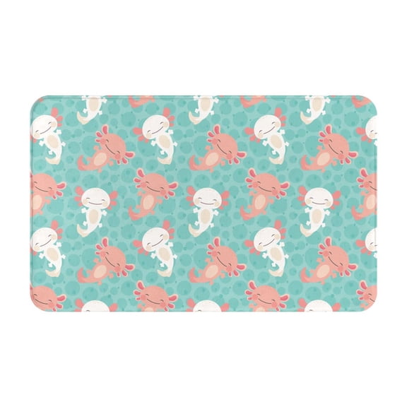 Bathroom Rugs Non Slip Washable - Cartoon Cute Salamander Green Kitchen Mats for Floor, Area Rugs for Entryway Rugs Indoor, Laundry Bathroom Room Door Rug with Rubber Backing 20x31.5in