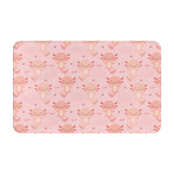 Bathroom Rugs Non Slip Washable - Cartoon Cute Salamander Pink Kitchen Mats for Floor, Area Rugs for Entryway Rugs Indoor, Laundry Bathroom Room Door Rug with Rubber Backing 20x31.5in