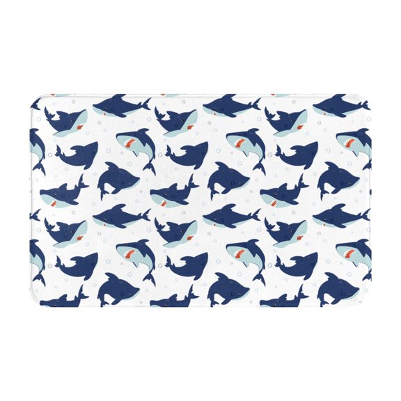 Bathroom Rugs Non Slip Washable - Cartoon Funny Cute Shark_B Kitchen Mats for Floor, Area Rugs for Entryway Rugs Indoor, Laundry Bathroom Room Door Rug with Rubber Backing 20x31.5in