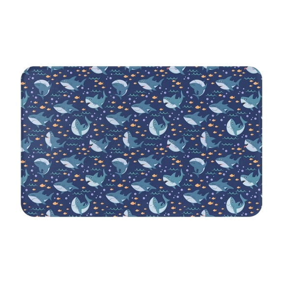 Bathroom Rugs Non Slip Washable - Cartoon Funny Shark_A Kitchen Mats for Floor, Area Rugs for Entryway Rugs Indoor, Laundry Bathroom Room Door Rug with Rubber Backing 20x31.5in