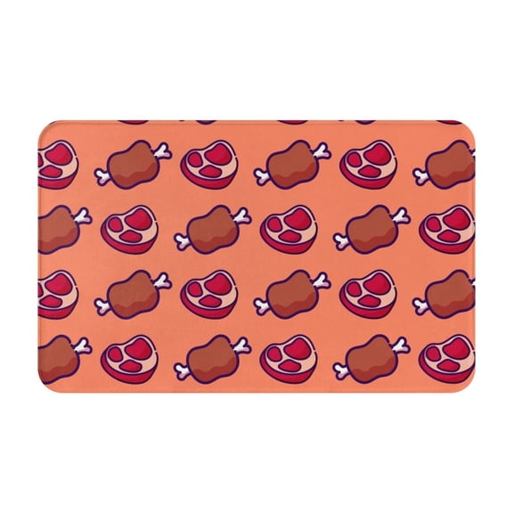 Bathroom Rugs Non Slip Washable - Cartoon Meat Kitchen Mats for Floor, Area Rugs for Entryway Rugs Indoor, Laundry Bathroom Room Door Rug with Rubber Backing 20x31.5in