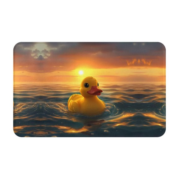 Bathroom Rugs Non Slip Washable - Cartoon Swimming Yellow Duck Kitchen Mats for Floor, Area Rugs for Entryway Rugs Indoor, Laundry Bathroom Room Door Rug with Rubber Backing 20x31.5in