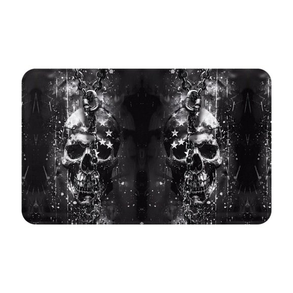 Bathroom Rugs Non Slip Washable - Chained Skull Artwork Kitchen Mats for Floor, Area Rugs for Entryway Rugs Indoor, Laundry Bathroom Room Door Rug with Rubber Backing 20x31.5in