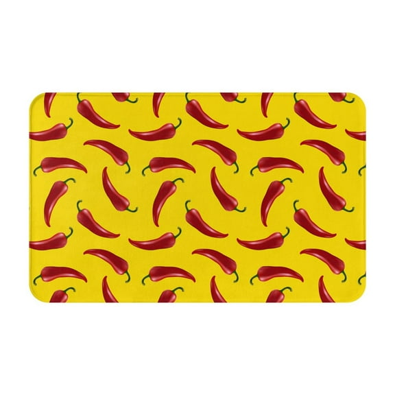 Bathroom Rugs Non Slip Washable - Chili Pepper Print yellow Kitchen Mats for Floor, Area Rugs for Entryway Rugs Indoor, Laundry Bathroom Room Door Rug with Rubber Backing 20x31.5in