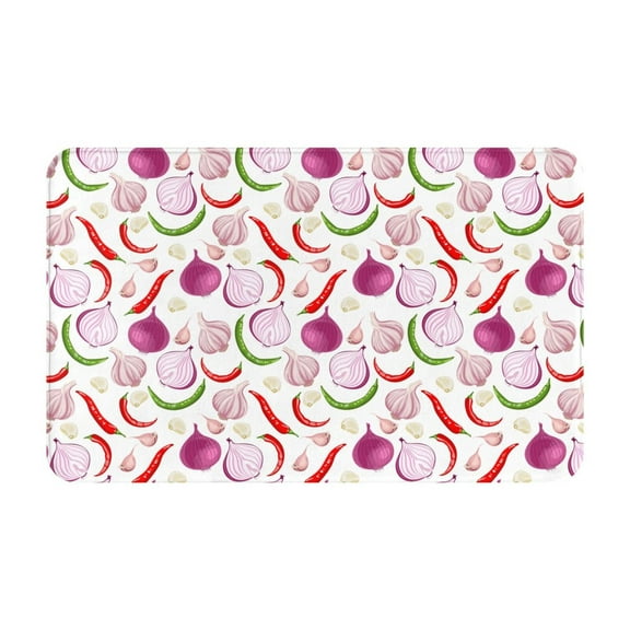 Bathroom Rugs Non Slip Washable - Chili Pepper onion Kitchen Mats for Floor, Area Rugs for Entryway Rugs Indoor, Laundry Bathroom Room Door Rug with Rubber Backing 20x31.5in