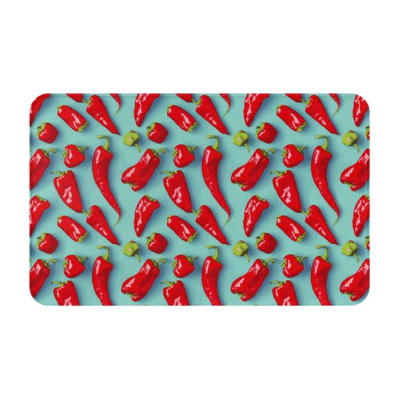 Bathroom Rugs Non Slip Washable - Chili bell Pepper Print Kitchen Mats for Floor, Area Rugs for Entryway Rugs Indoor, Laundry Bathroom Room Door Rug with Rubber Backing 20x31.5in