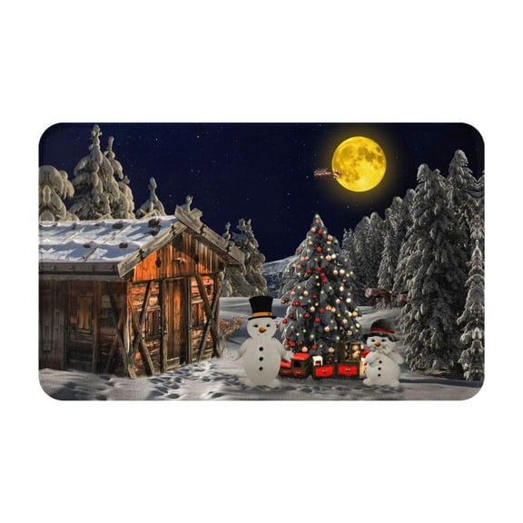 Bathroom Rugs Non Slip Washable - Christmas Landscape Winter Mood Kitchen Mats for Floor, Area Rugs for Entryway Rugs Indoor, Laundry Bathroom Room Door Rug with Rubber Backing 20x31.5in