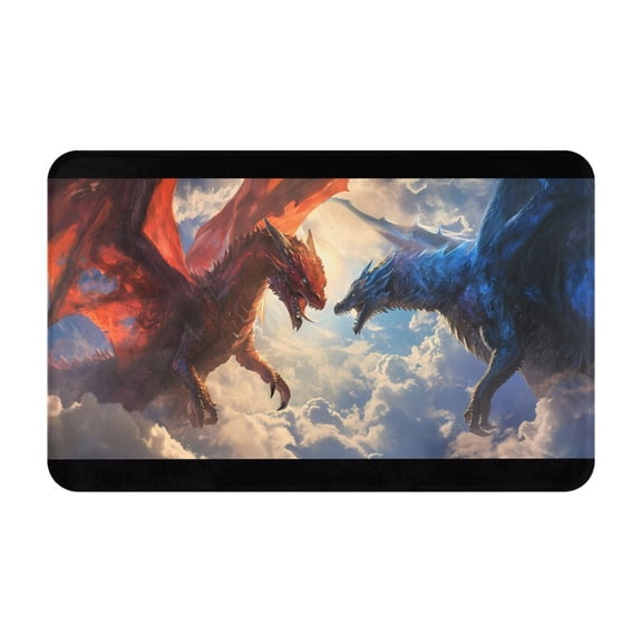 Bathroom Rugs Non Slip Washable - Cloud Red and Blue Dragon Kitchen Mats for Floor, Area Rugs for Entryway Rugs Indoor, Laundry Bathroom Room Door Rug with Rubber Backing 20x31.5in