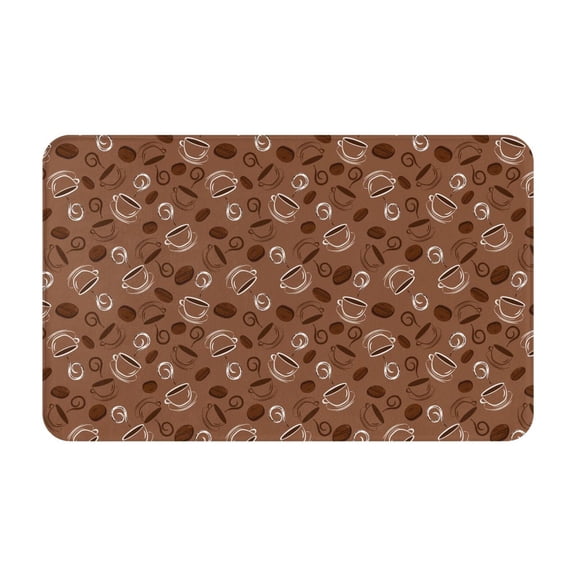 Bathroom Rugs Non Slip Washable - Coffee Bean and Mug Print Kitchen Mats for Floor, Area Rugs for Entryway Rugs Indoor, Laundry Bathroom Room Door Rug with Rubber Backing 20x31.5in