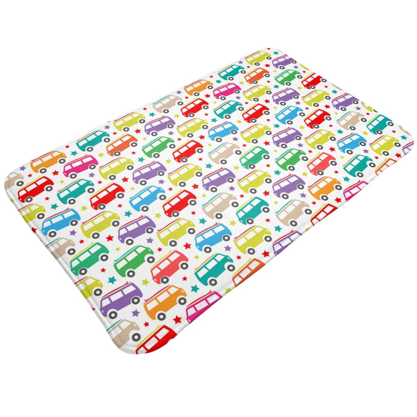 Bathroom Rugs Non Slip Washable, Colorful Bus Water Absorbing Bath Mats ...