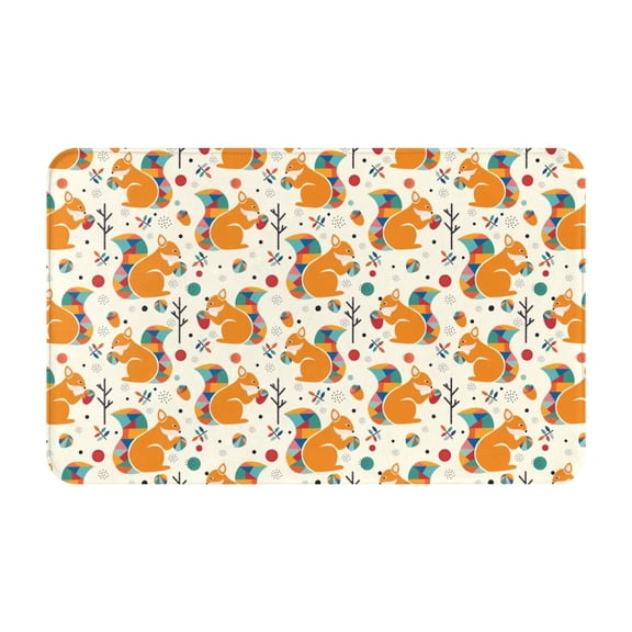 Bathroom Rugs Non Slip Washable - Colorful Cartoon Cute Squirrel Kitchen Mats for Floor, Area Rugs for Entryway Rugs Indoor, Laundry Bathroom Room Door Rug with Rubber Backing 20x31.5in