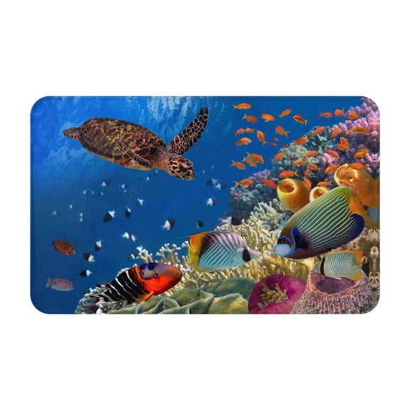Bathroom Rugs Non Slip Washable - Colorful Coral Reef Kitchen Mats for Floor, Area Rugs for Entryway Rugs Indoor, Laundry Bathroom Room Door Rug with Rubber Backing 20x31.5in