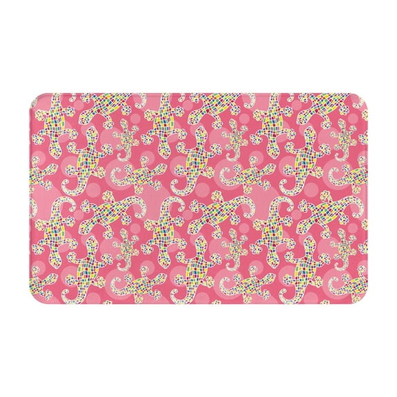 Bathroom Rugs Non Slip Washable - Colorful Gecko Pink Polka Dots Kitchen Mats for Floor, Area Rugs for Entryway Rugs Indoor, Laundry Bathroom Room Door Rug with Rubber Backing 20x31.5in