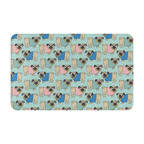 Bathroom Rugs Non Slip Washable - Colorful Pugs Kitchen Mats for Floor, Area Rugs for Entryway Rugs Indoor, Laundry Bathroom Room Door Rug with Rubber Backing 20x31.5in