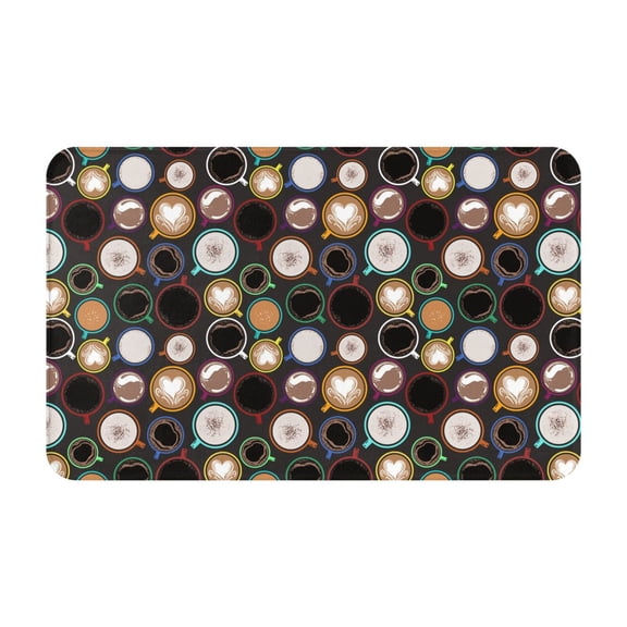 Bathroom Rugs Non Slip Washable - Colourful Mug Coffee Print Kitchen Mats for Floor, Area Rugs for Entryway Rugs Indoor, Laundry Bathroom Room Door Rug with Rubber Backing 20x31.5in