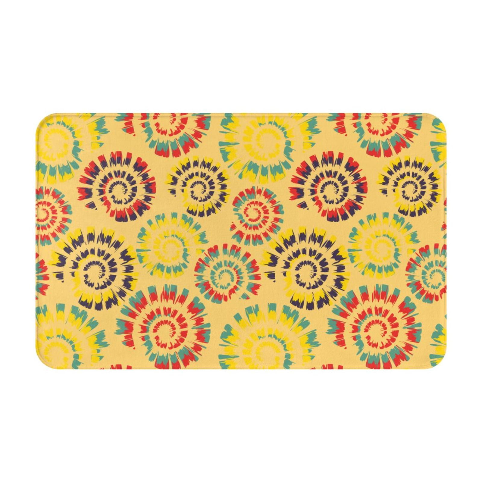 Bathroom Rugs Non Slip Washable Colourful Tie Dye 1 Kitchen Mats for