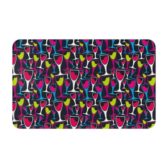 Bathroom Rugs Non Slip Washable - Colourful Wine Glass Print Kitchen Mats for Floor, Area Rugs for Entryway Rugs Indoor, Laundry Bathroom Room Door Rug with Rubber Backing 20x31.5in