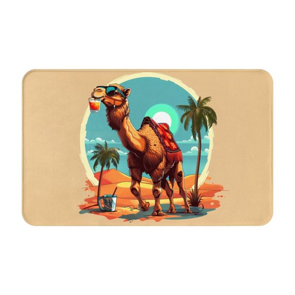 Bathroom Rugs Non Slip Washable - Cool Camel Oasis Vibes Kitchen Mats for Floor, Area Rugs for Entryway Rugs Indoor, Laundry Bathroom Room Door Rug with Rubber Backing 20x31.5in