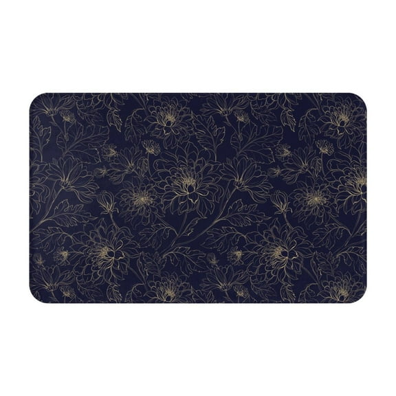 Bathroom Rugs Non Slip Washable - Copper-Gold Gloss Outline Chrysanthemum Kitchen Mats for Floor, Area Rugs for Entryway Rugs Indoor, Laundry Bathroom Room Door Rug with Rubber Backing 20x31.5in